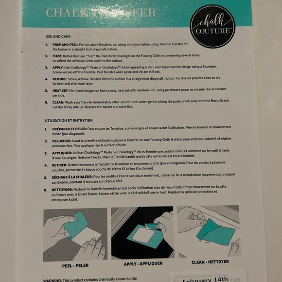February 14th Chalk Couture Transfer Size B - Picture 3 of 3